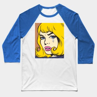 Blonde Crying Comic Girl Baseball T-Shirt